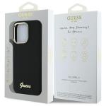 Carcasa Guess Silicone Script Metal Logo and Frame compatibila cu iPhone 16 Pro, Negru 9 - lerato.ro