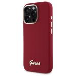 Carcasa Guess Silicone Script Metal Logo compatibila cu iPhone 16 Pro, Rosu 3 - lerato.ro