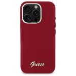 Carcasa Guess Silicone Script Metal Logo compatibila cu iPhone 16 Pro, Rosu 2 - lerato.ro