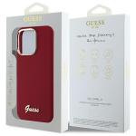 Carcasa Guess Silicone Script Metal Logo compatibila cu iPhone 16 Pro, Rosu 9 - lerato.ro