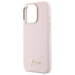 Carcasa Guess Silicone Script Metal Logo and Frame compatibila cu iPhone 16 Pro Max, Roz 7 - lerato.ro