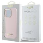Carcasa Guess Silicone Script Metal Logo and Frame compatibila cu iPhone 16 Pro Max, Roz 9 - lerato.ro
