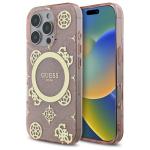 Carcasa Guess IML Peony On 4G Background cu MagSafe compatibila cu iPhone 16 Pro, Roz 4 - lerato.ro