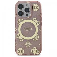 Carcasa Guess IML Peony On 4G Background cu MagSafe compatibila cu iPhone 16 Pro, Roz