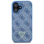 Carcasa Guess Hardcase Leather 4G Triangle Strass cu MagSafe compatibila cu iPhone 16, Albastru 2 - lerato.ro