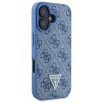Carcasa Guess Hardcase Leather 4G Triangle Strass cu MagSafe compatibila cu iPhone 16, Albastru 5 - lerato.ro