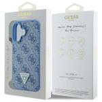 Carcasa Guess Hardcase Leather 4G Triangle Strass cu MagSafe compatibila cu iPhone 16, Albastru 8 - lerato.ro