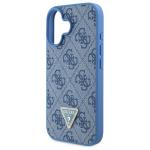 Carcasa Guess Hardcase Leather 4G Triangle Strass cu MagSafe compatibila cu iPhone 16, Albastru 9 - lerato.ro
