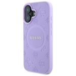 Carcasa Guess Saffiano Peony Classic Logo cu MagSafe compatibila cu iPhone 16 Plus, Mov 3 - lerato.ro