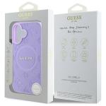 Carcasa Guess Saffiano Peony Classic Logo cu MagSafe compatibila cu iPhone 16 Plus, Mov 9 - lerato.ro