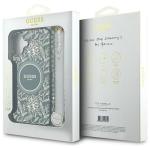 Carcasa Guess IML Flowers Allover Electro cu MagSafe compatibila cu iPhone 16, Verde 8 - lerato.ro