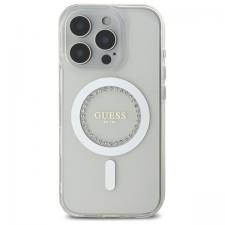 Carcasa Guess IML Rhinestones cu MagSafe compatibila cu iPhone 16 Pro Max, Alb