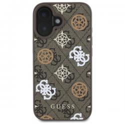 Carcasa Guess Peony On 4G Background cu MagSafe compatibila cu iPhone 16, Maro