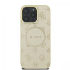 Carcasa Guess Saffiano Peony Classic Logo cu MagSafe compatibila cu iPhone 16 Pro, Gold