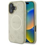 Carcasa Guess Saffiano Peony Classic Logo cu MagSafe compatibila cu iPhone 16, Gold 4 - lerato.ro