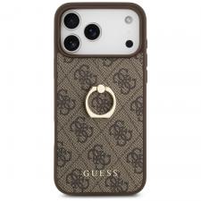 Carcasa Guess 4G Ring Stand compatibila cu iPhone 17 Pro Max, Maro