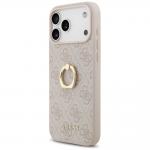 Carcasa Guess 4G Ring Stand compatibila cu iPhone 17 Pro Max, Roz 3 - lerato.ro