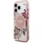 Carcasa Guess IML Flower Tonal Circle cu MagSafe compatibila cu iPhone 17 Pro, Roz 3 - lerato.ro