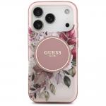 Carcasa Guess IML Flower Tonal Circle cu MagSafe compatibila cu iPhone 17 Pro, Roz 2 - lerato.ro