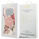 Carcasa Guess IML Flower Tonal Circle cu MagSafe compatibila cu iPhone 17 Pro, Roz 9 - lerato.ro