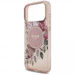 Carcasa Guess IML Flowers Pearl Strap cu MagSafe compatibila cu iPhone 17 Pro Max, Roz 7 - lerato.ro