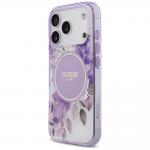 Carcasa Guess IML Flower Tonal Circle cu MagSafe compatibila cu iPhone 17 Pro, Mov 3 - lerato.ro