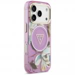 Carcasa Guess IML Glitter Flowers Triangle cu MagSafe compatibila cu iPhone 17 Pro, Mov 5 - lerato.ro