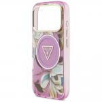 Carcasa Guess IML Glitter Flowers Triangle cu MagSafe compatibila cu iPhone 17 Pro, Mov 7 - lerato.ro