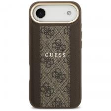 Carcasa Guess 4G Stripe cu MagSafe compatibila cu iPhone 17 Air, Maro