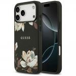 Carcasa Guess Grained Flowers Classic Logo cu MagSafe compatibila cu iPhone 17 Pro Max, Negru 4 - lerato.ro