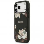 Carcasa Guess Grained Flowers Classic Logo cu MagSafe compatibila cu iPhone 17 Pro Max, Negru 3 - lerato.ro