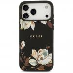 Carcasa Guess Grained Flowers Classic Logo cu MagSafe compatibila cu iPhone 17 Pro Max, Negru 2 - lerato.ro
