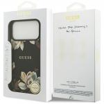 Carcasa Guess Grained Flowers Classic Logo cu MagSafe compatibila cu iPhone 17 Pro Max, Negru 9 - lerato.ro
