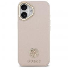 Carcasa Guess Grained Strass Logo cu MagSafe compatibila cu iPhone 17, Roz