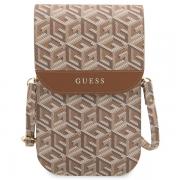 Geanta universala Guess GCube Stripe, 19 x 11.5 x 2 cm, 6 compartimente, Maro