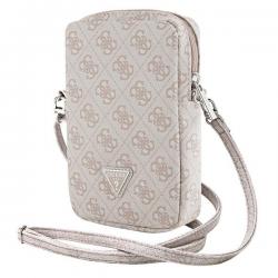 Geanta universala Guess Zip 4G Triangle, 19 x 12 x 3.8 cm, 1 compartiment, Roz