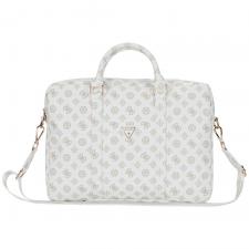 Geanta Guess 4G Peony Triangle Logo compatibila cu laptop 16 inch, Alb