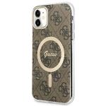 Set Guess 4G Print, Carcasa cu MagSafe si Incarcator Wireless, compatibil cu iPhone 11, Maro 3 - lerato.ro
