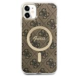 Set Guess 4G Print, Carcasa cu MagSafe si Incarcator Wireless, compatibil cu iPhone 11, Maro 4 - lerato.ro