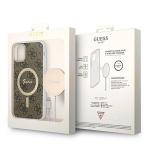 Set Guess 4G Print, Carcasa cu MagSafe si Incarcator Wireless, compatibil cu iPhone 11, Maro 11 - lerato.ro
