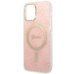 Set Guess 4G Print, Carcasa cu MagSafe si Incarcator Wireless, compatibil cu iPhone 12/12 Pro, Roz 7 - lerato.ro