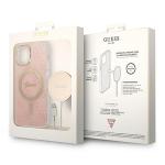Set Guess 4G Print, Carcasa cu MagSafe si Incarcator Wireless, compatibil cu iPhone 12/12 Pro, Roz 11 - lerato.ro