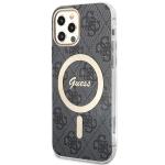 Set Guess 4G Print, Carcasa cu MagSafe si Incarcator Wireless, compatibil cu iPhone 12/12 Pro, Negru 3 - lerato.ro