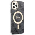 Set Guess 4G Print, Carcasa cu MagSafe si Incarcator Wireless, compatibil cu iPhone 12/12 Pro, Negru 5 - lerato.ro
