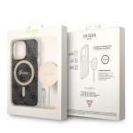 Set Guess 4G Print, Carcasa cu MagSafe si Incarcator Wireless, compatibil cu iPhone 13 Pro, Negru 11 - lerato.ro