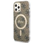 Set Guess 4G Print, Carcasa cu MagSafe si Incarcator Wireless, compatibil cu iPhone 12/12 Pro, Maro 3 - lerato.ro