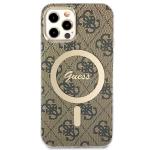 Set Guess 4G Print, Carcasa cu MagSafe si Incarcator Wireless, compatibil cu iPhone 12/12 Pro, Maro 4 - lerato.ro