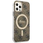 Set Guess 4G Print, Carcasa cu MagSafe si Incarcator Wireless, compatibil cu iPhone 12/12 Pro, Maro 5 - lerato.ro