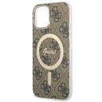 Set Guess 4G Print, Carcasa cu MagSafe si Incarcator Wireless, compatibil cu iPhone 12/12 Pro, Maro 7 - lerato.ro