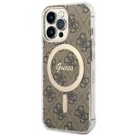 Set Guess 4G Print, Carcasa cu MagSafe si Incarcator Wireless, compatibil cu iPhone 13 Pro, Maro 3 - lerato.ro